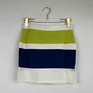 English Factory Green Blue White Striped Mini Skirt Size Small